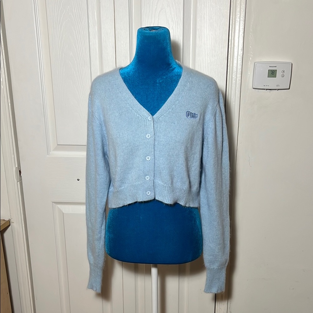 UNIF Blue Cardigan Sweater Lightweight V-Neck Angora Women’s XS S
